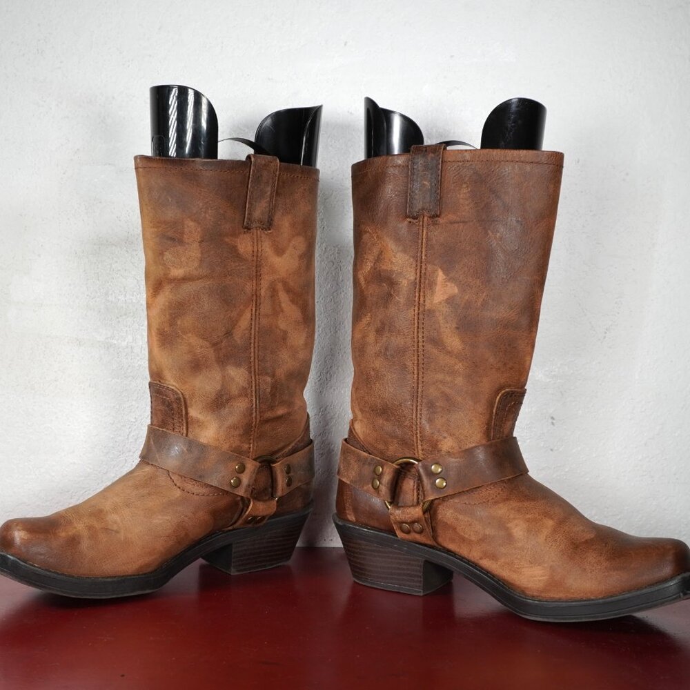 Women's Cabelas Brown Leather Mid-Calf Western Cowboy Fashion Boots 9 - Picture 5 of 8